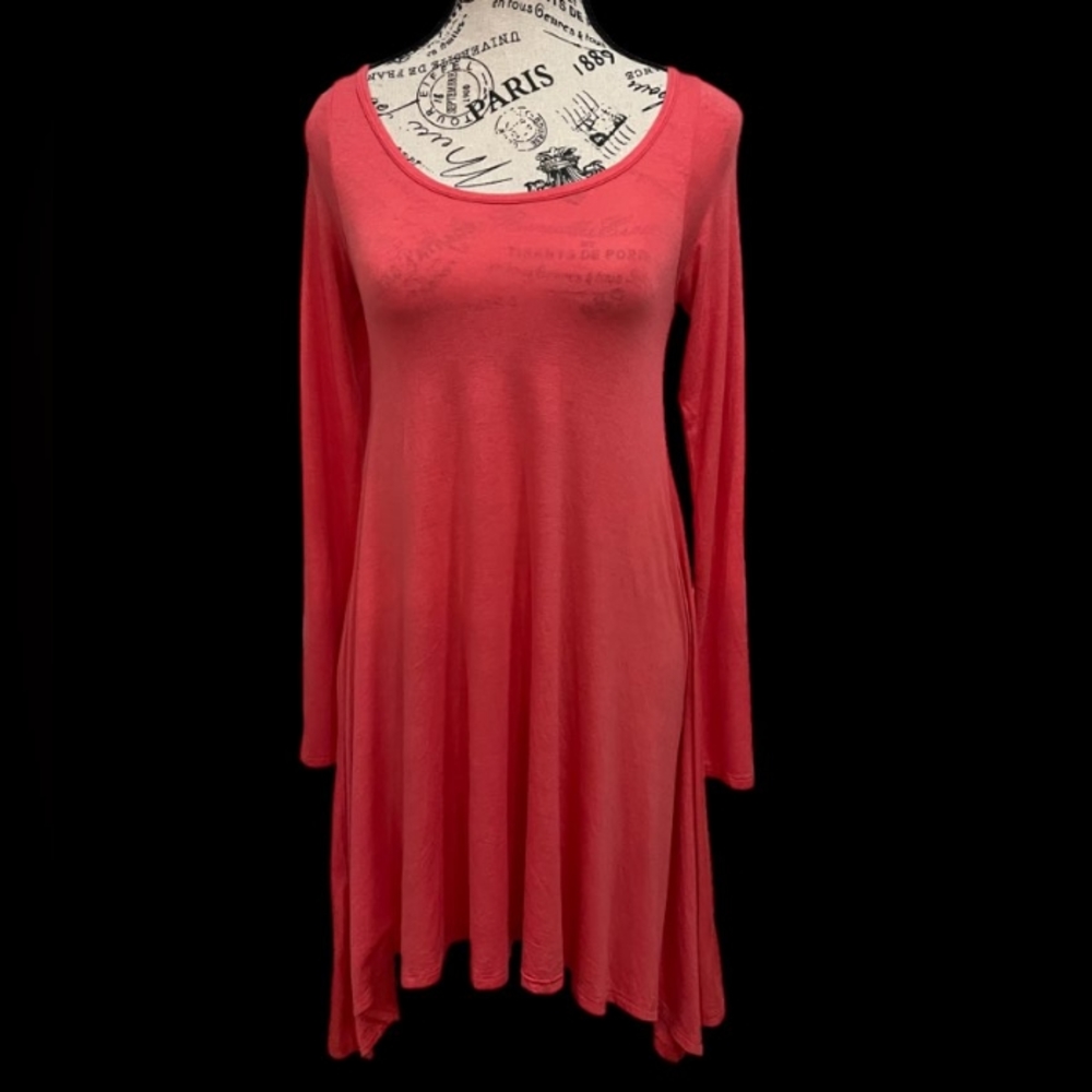 Lani California Peach Long Sleeve T Shirt Dress Size S